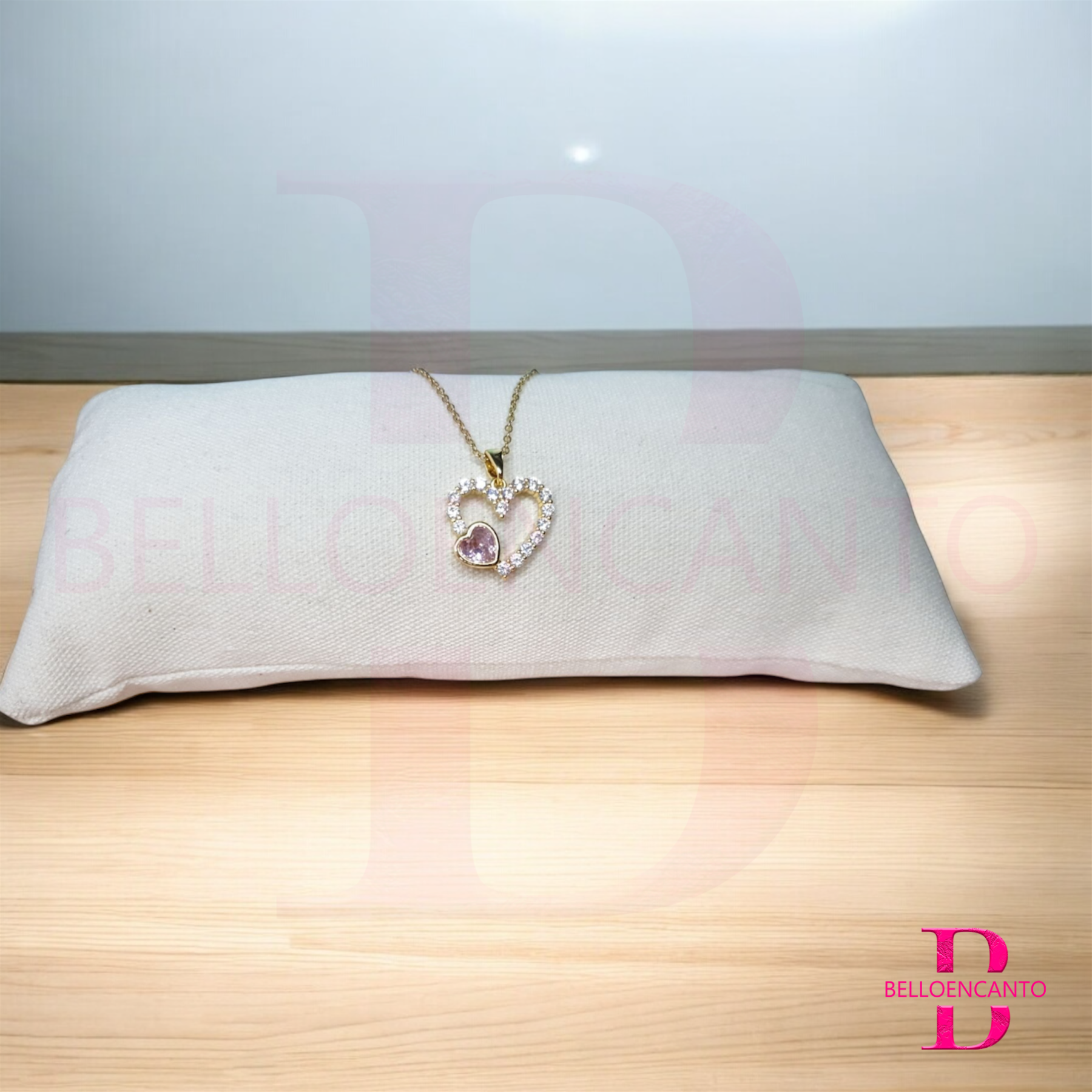 Colgante Corazón Rosa y Blanco